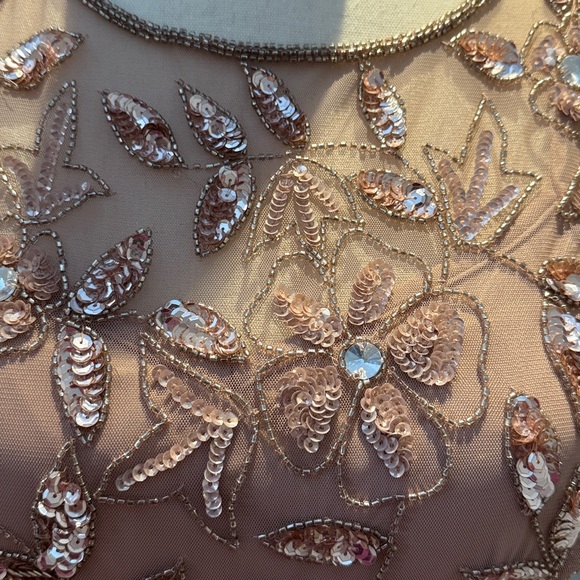 Adrianna Papell Rose Gold Floral Beaded Gadet gown. 6 petite - Picture 4 of 7